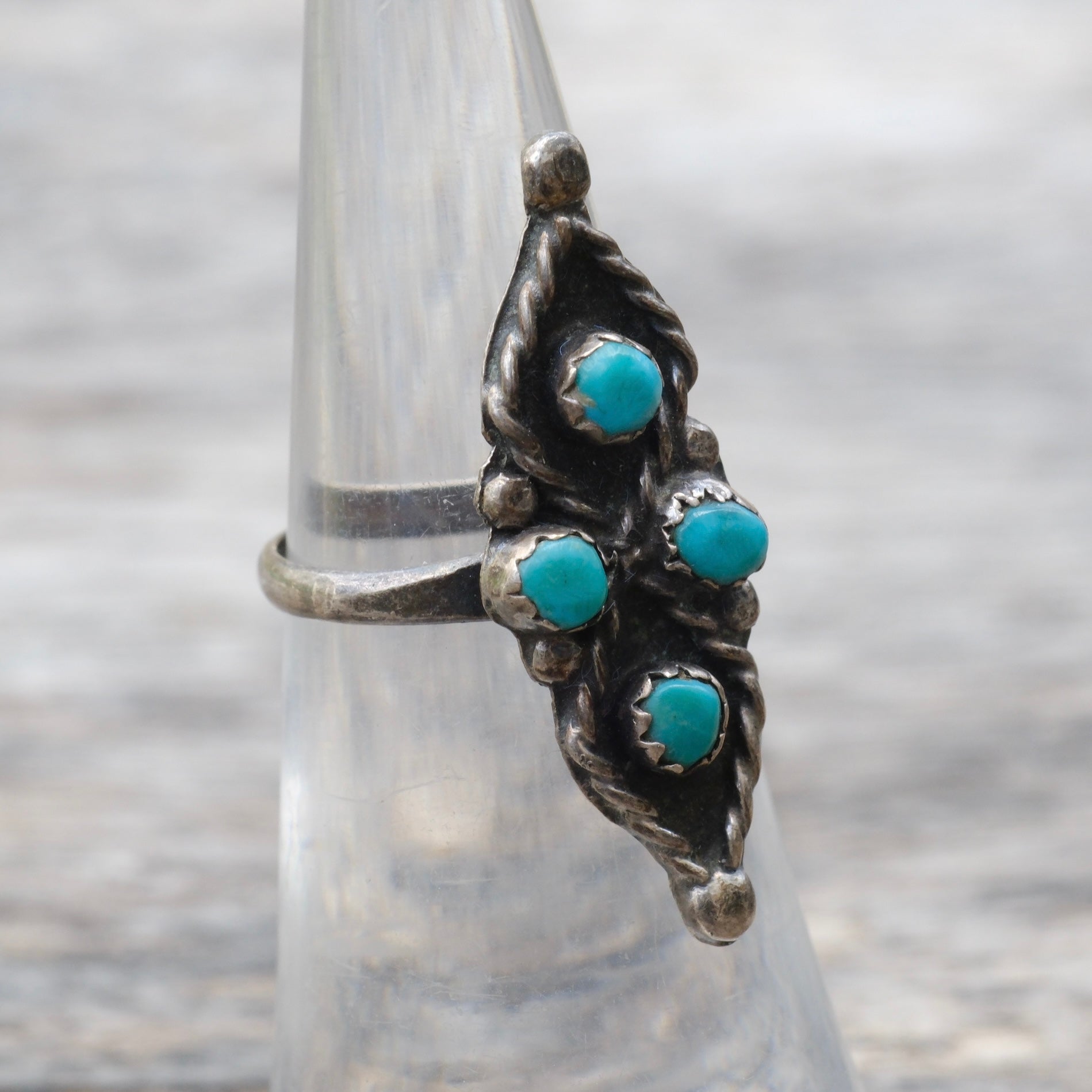 Vintage Sterling 4-Stone Turquoise Ring 5.5