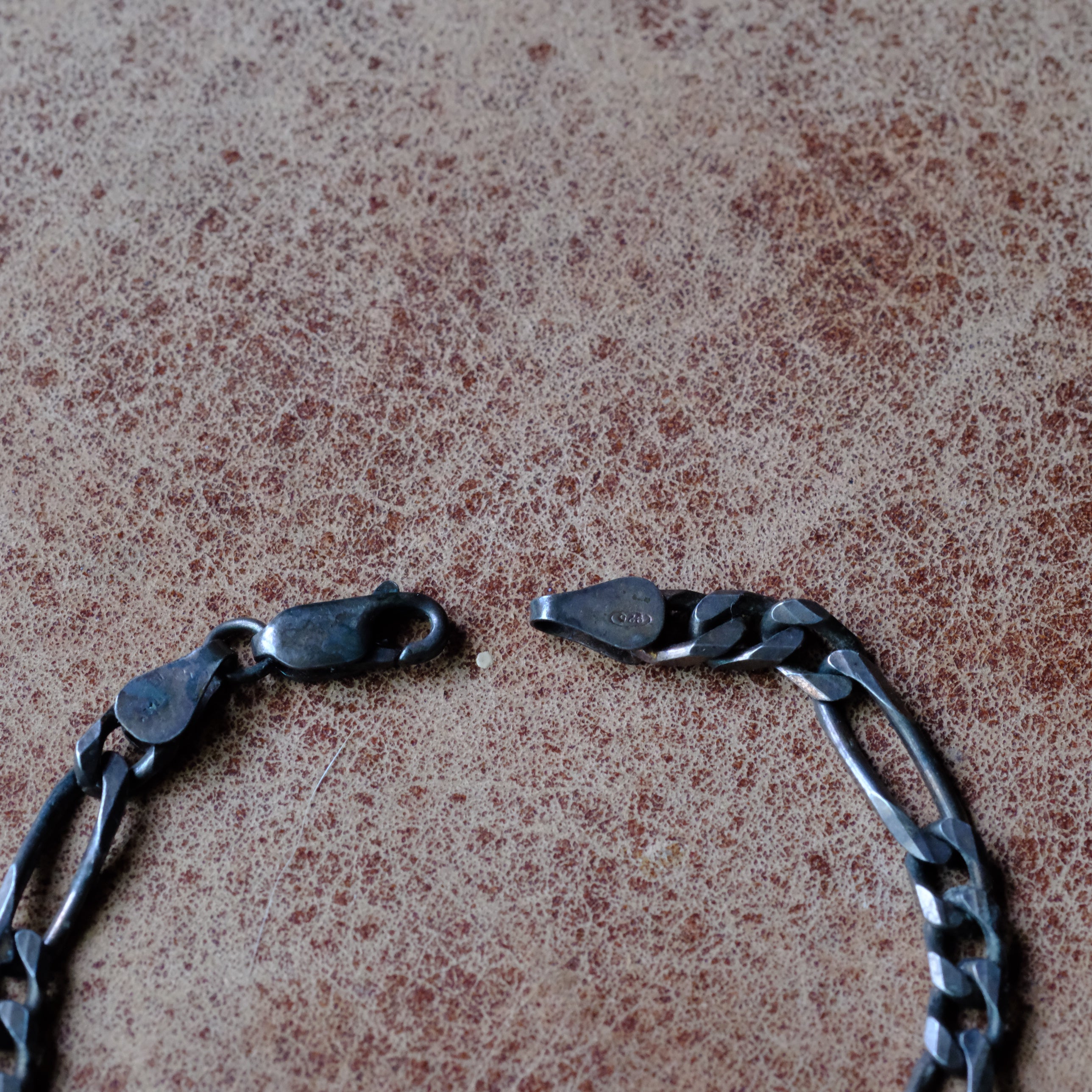 Vintage Sterling Tarnished Figaro Chain Bracelet