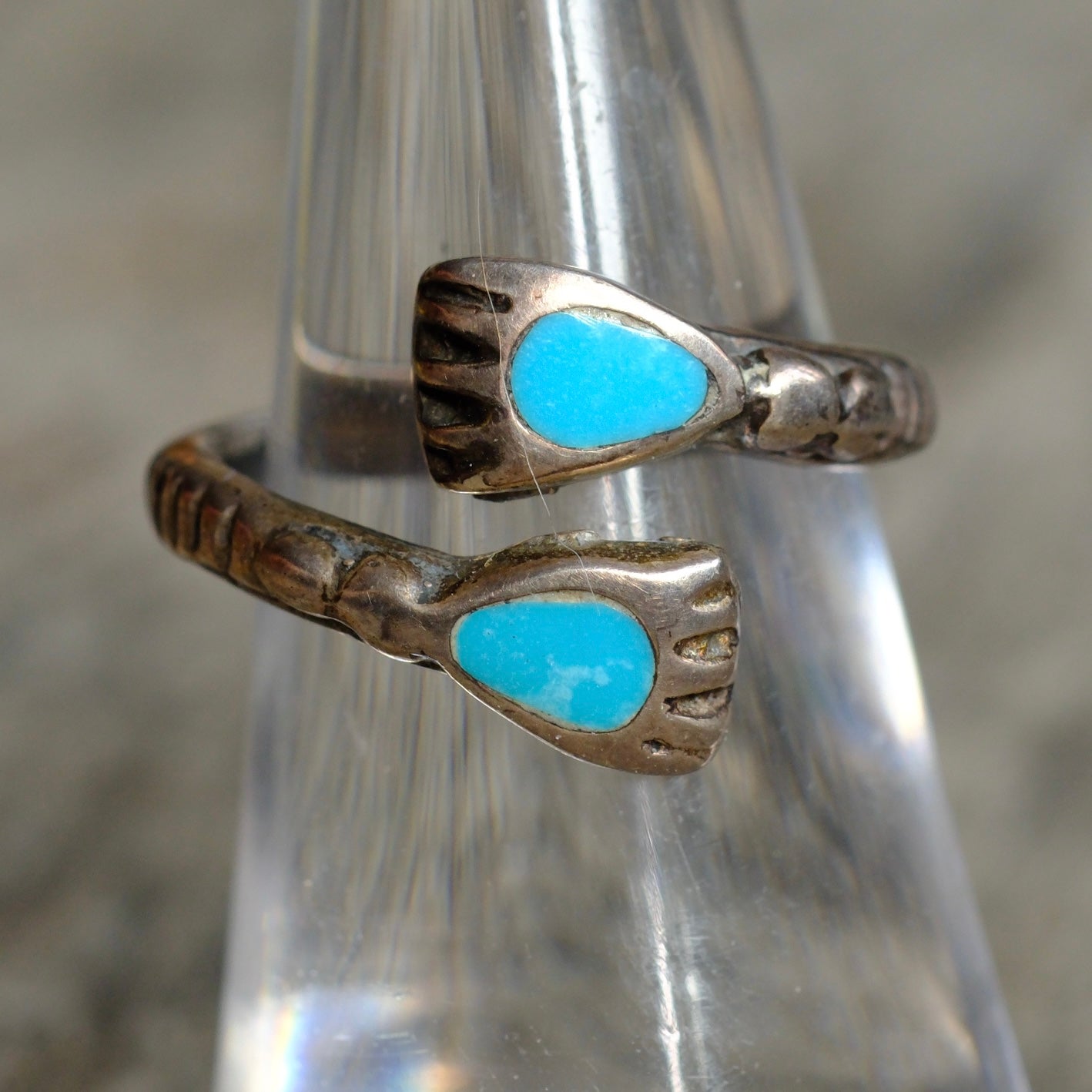 Vintage Sterling Turquoise Hug Ring 5.75