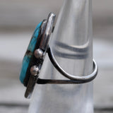 Vintage Sterling Turquoise Roper Ring 5.5