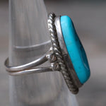 Vintage Sterling Turquoise Roper Ring 5.5