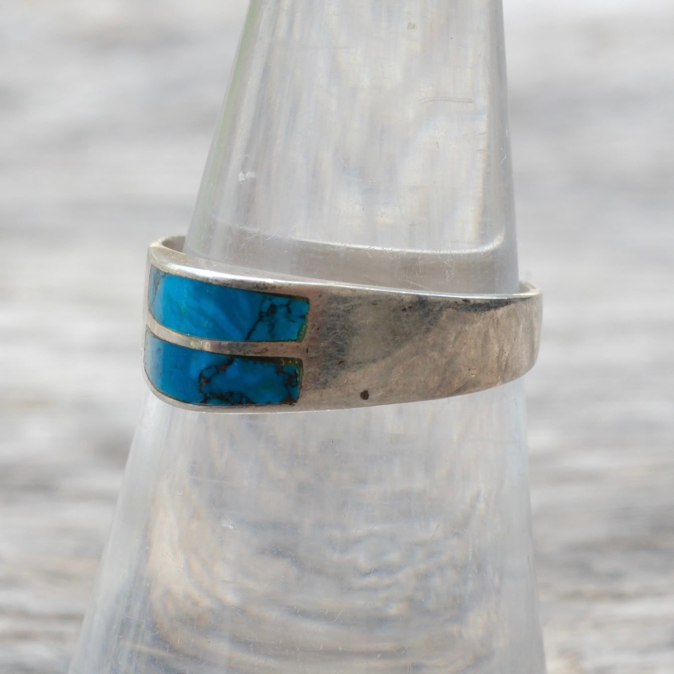 Vintage Sterling Turquoise Inlay Band 7