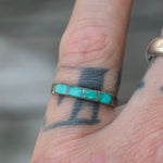 Vintage Sterling Turquoise Inlay Band 5.5