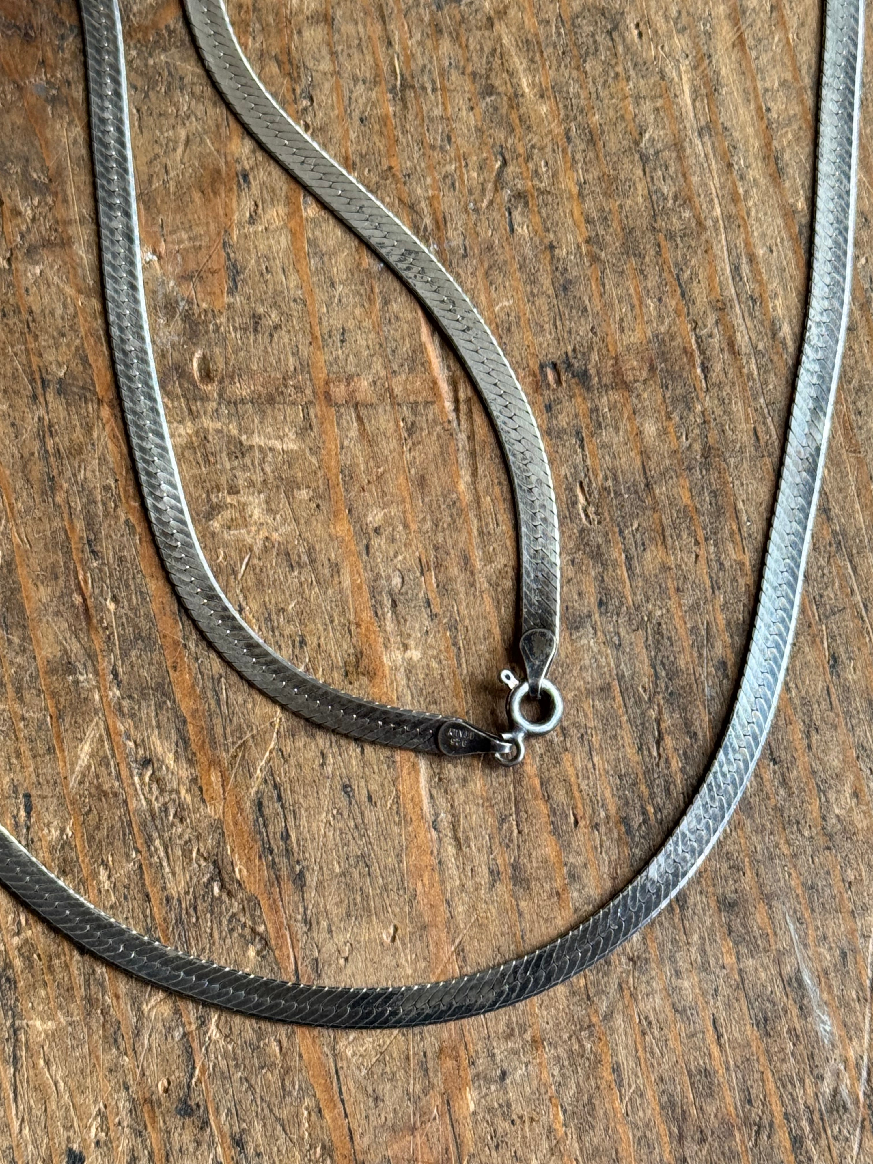 Vintage Sterling Silver 30” Herringbone Chain