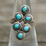 Vintage Sterling Turquoise Cluster Ring 5.5