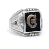 Vintage Sterling C Initial Signet Ring 6.5