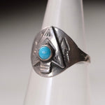 Vintage Sterling Turquoise Arrowhead Cigar Band Ring 2.75