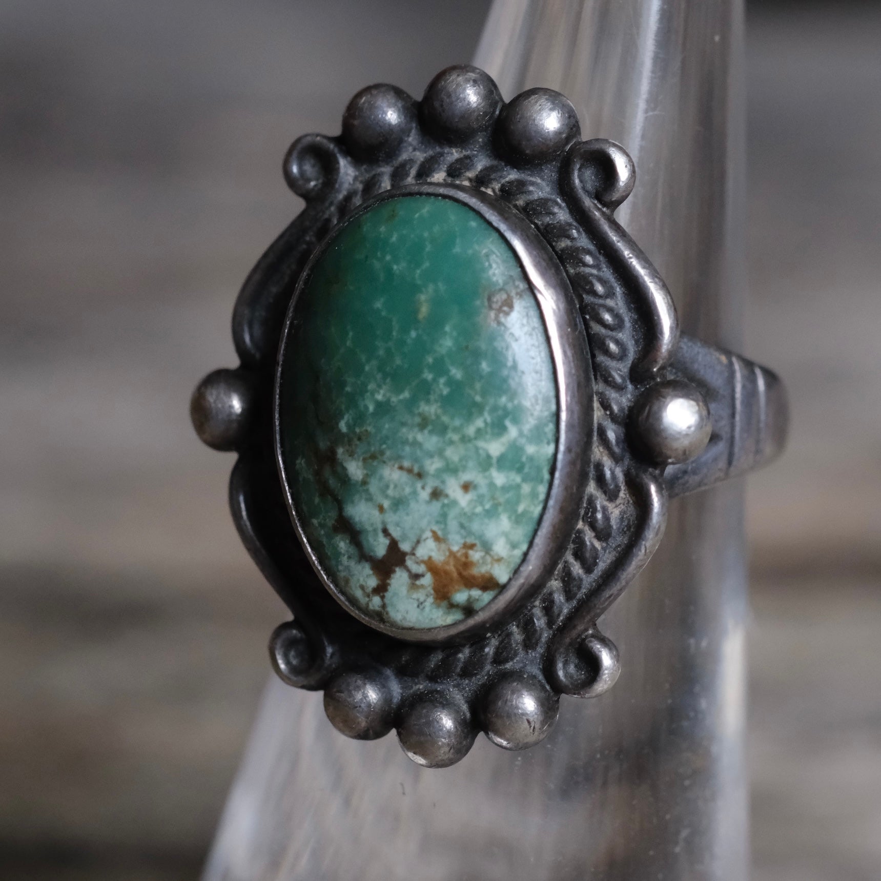 Vintage Sterling Turquoise Ring 4.5