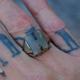 Vintage Sterling Agate Signet Ring 8.75