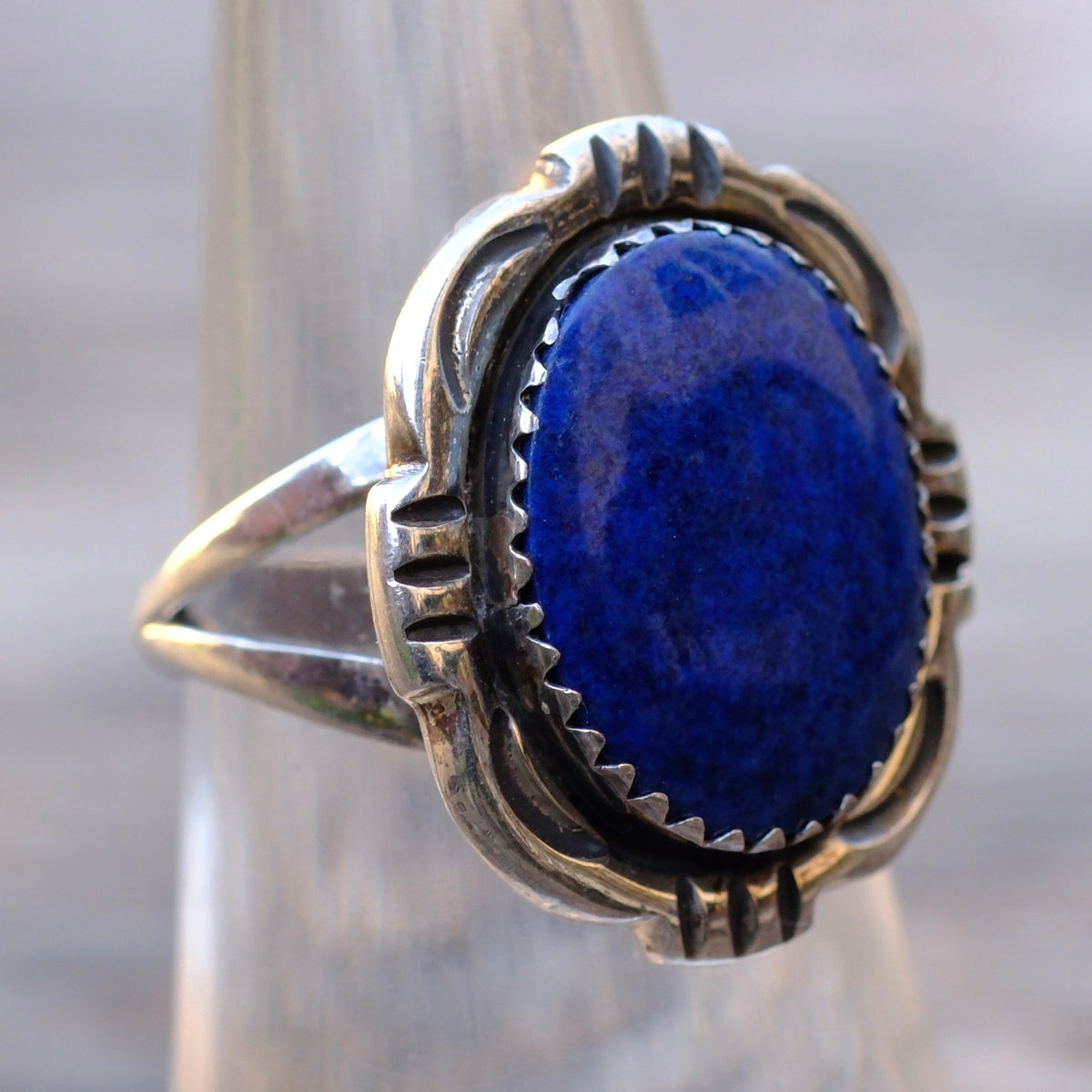 Vintage Sterling Lapis Ring 6.5