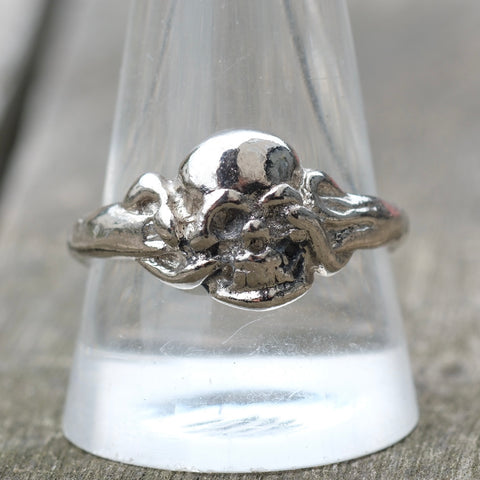 Vintage White Bronze Biker Ring 12