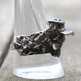 Vintage White Bronze Biker Ring 11.25