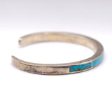 Vintage Sterling Turquoise Inlay Cuff Bracelet 6.25"
