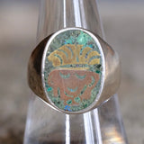 Vintage Sterling Turquoise Inlay Taxco Ring 9