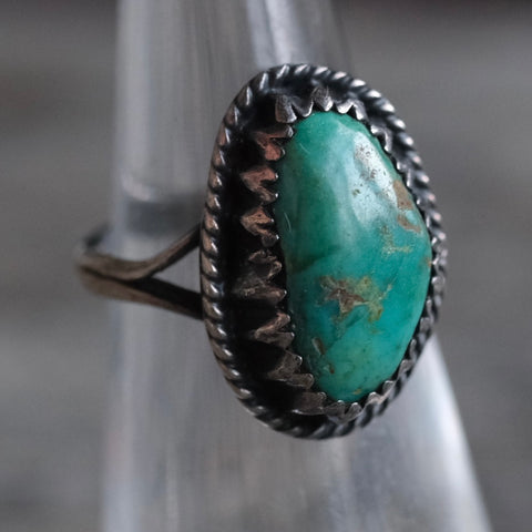 Vintage Sterling Turquoise Ring 4.25