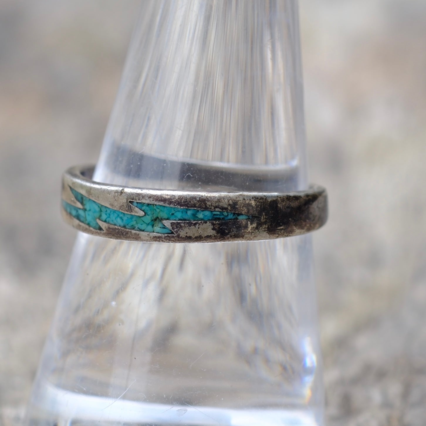 Vintage Sterling Turquoise Inlay Band 8