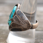 Vintage Sterling Turquoise Ribbed Band Ring 9.25