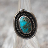 Vintage Sterling Turquoise Roper Ring 4.25