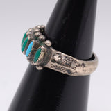 Vintage Sterling Petit Point Turquoise Ring 6.75