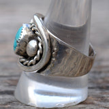 Vintage Sterling Silver Turquoise Cigar Band Ring 11.5