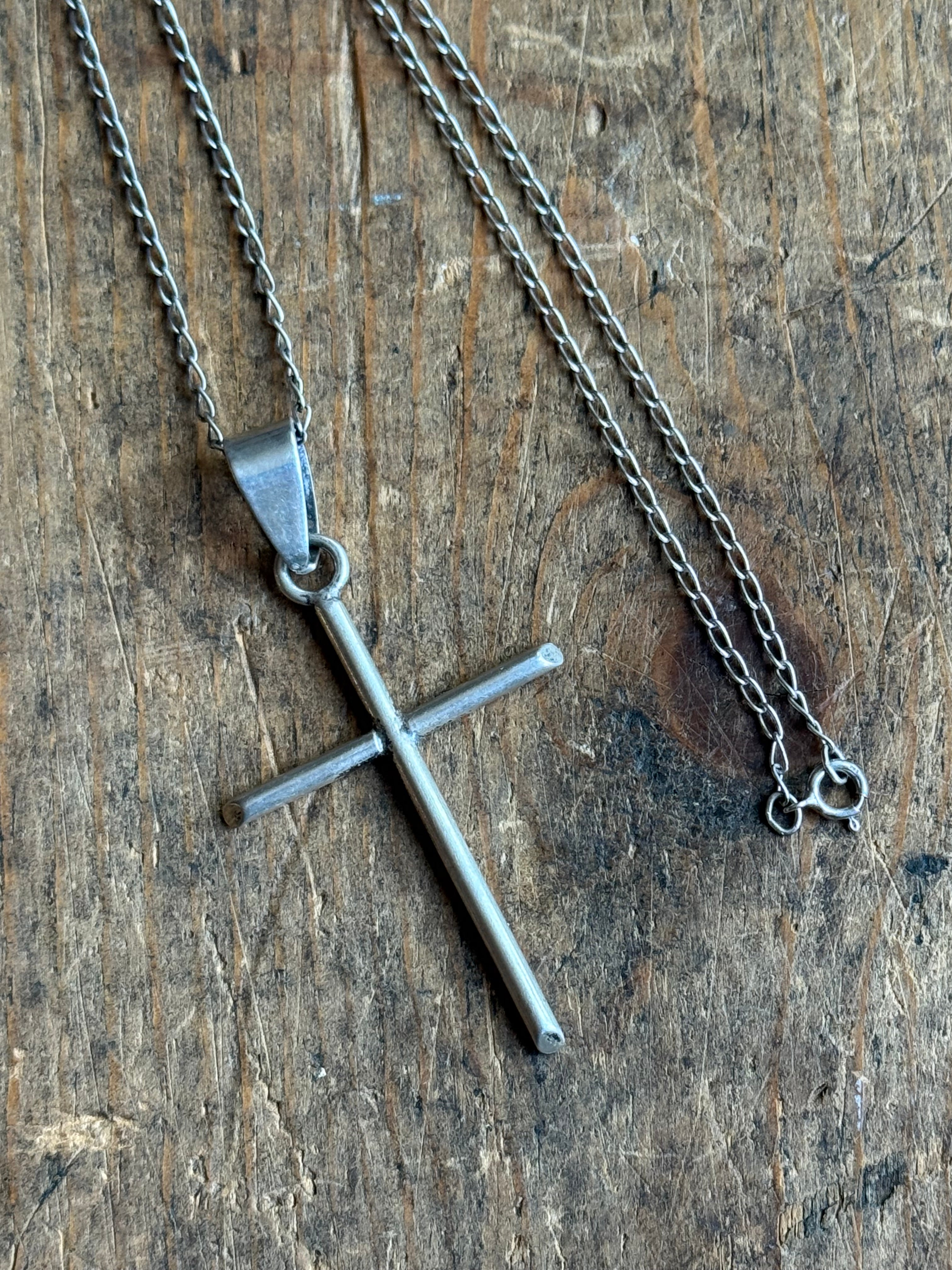 Vintage Sterling Silver Cross Necklace