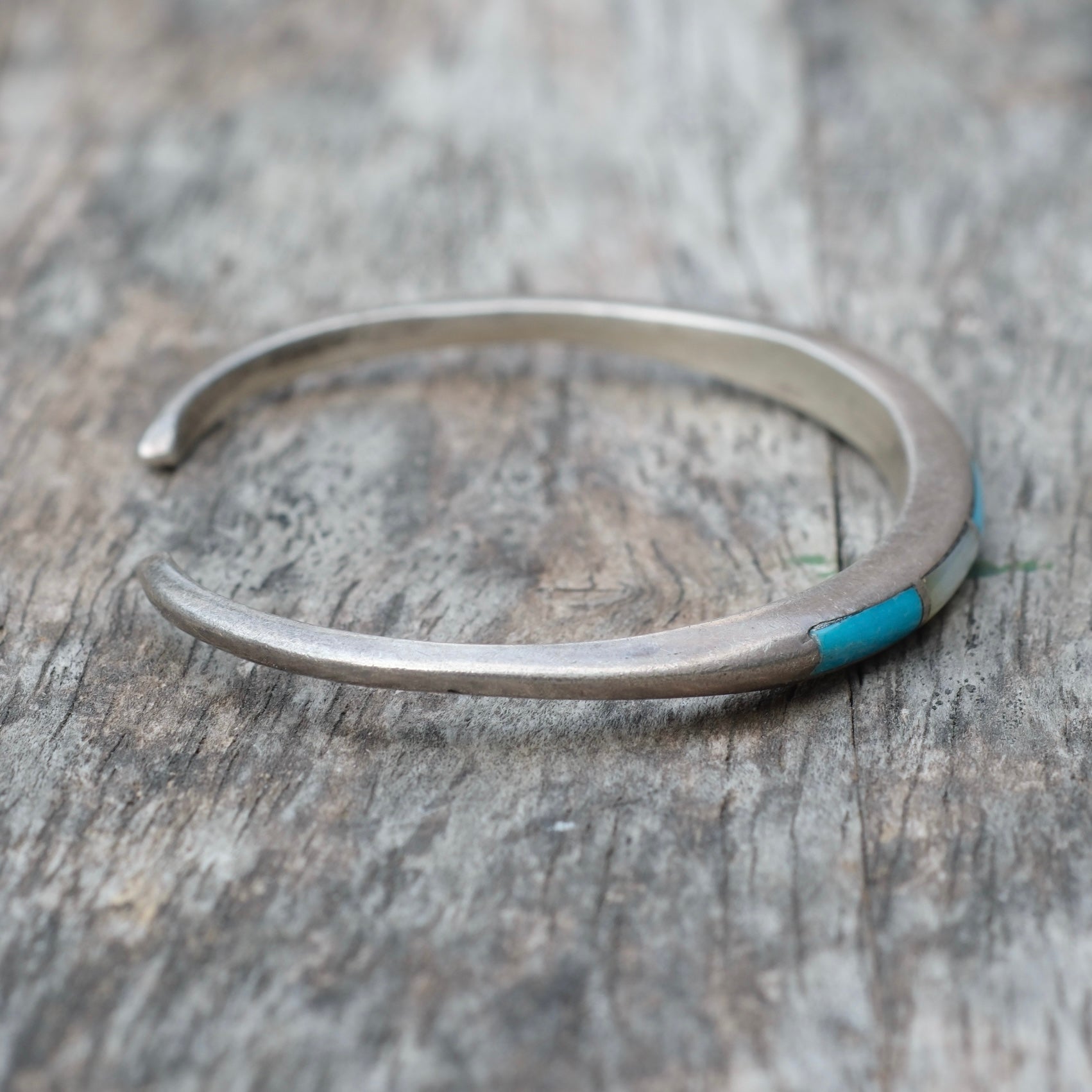 Vintage Sterling Zuni Inlay Cuff Bracelet