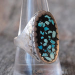 Vintage Sterling Turquoise Chip Inlay Ring 10
