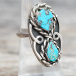 Vintage Sterling 2-Stone Turquoise Ring 6.5