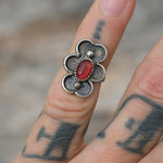 Vintage Sterling Tigers Eye Floral Ring 3
