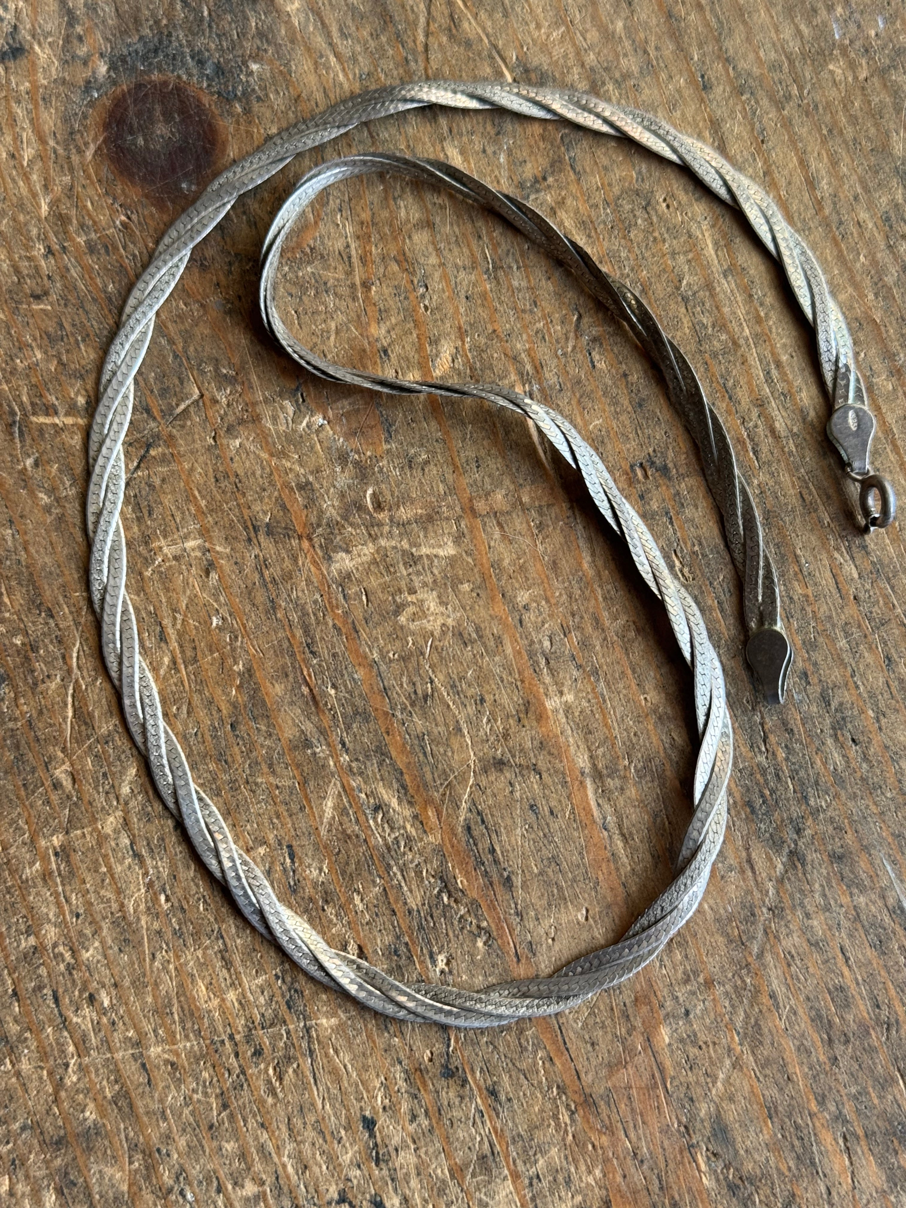 Vintage Sterling Silver 18” Twist Herringbone Chain