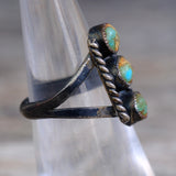 Vintage Sterling 3-Stone Turquoise Ring 6