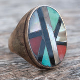 Vintage Sterling Zuni Inlay Ring 9