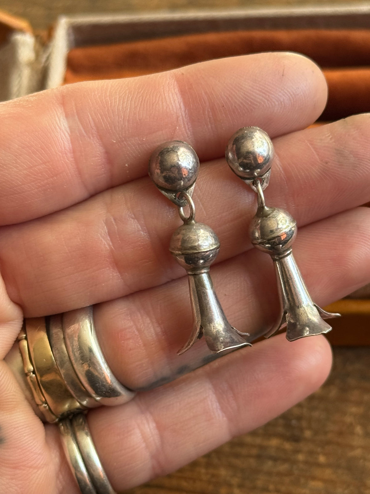 Vintage Sterling Silver Squash Bell Earrings