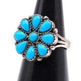 Vintage Sterling Turquoise Cluster Ring 6.5
