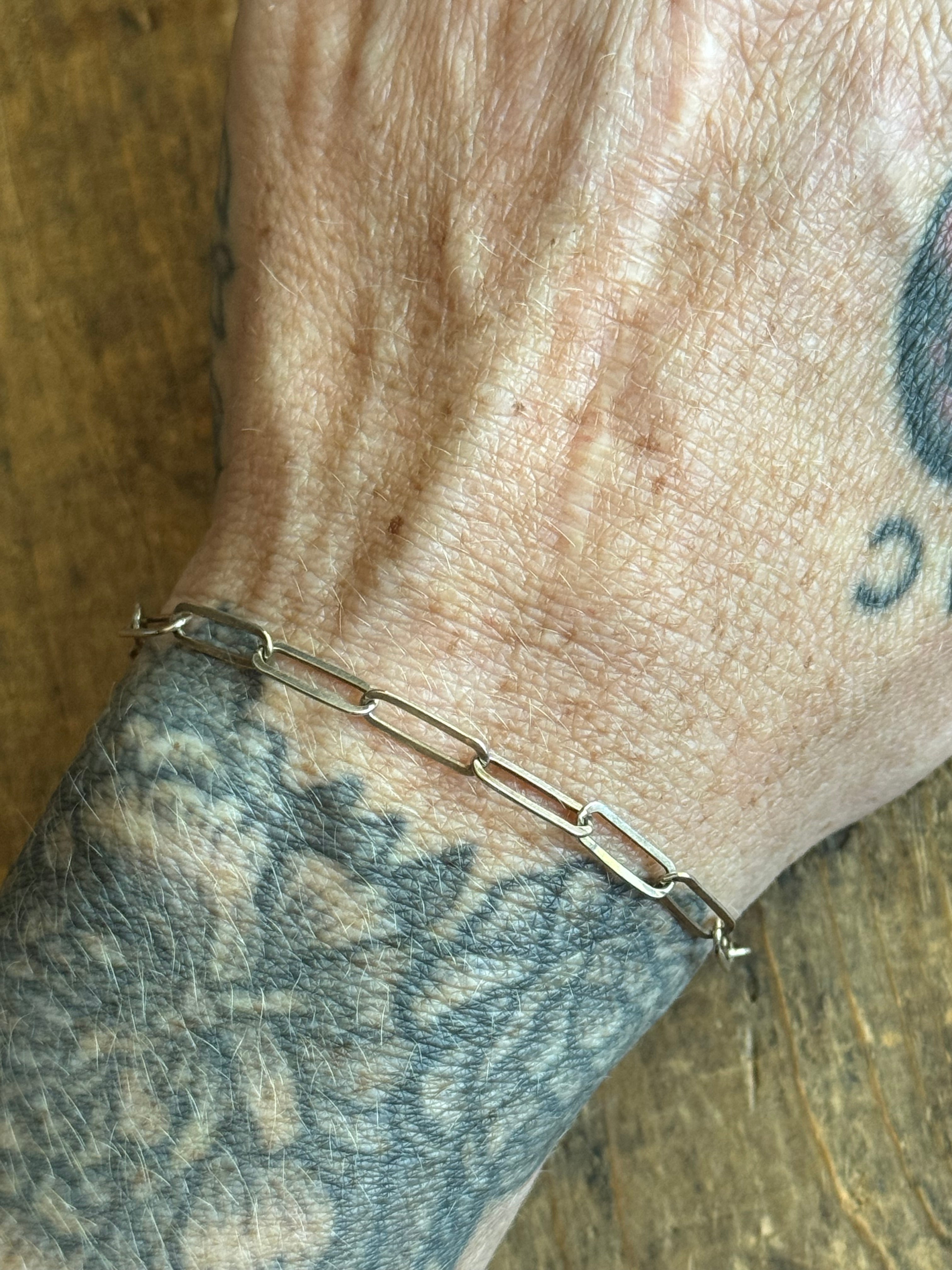 Vintage Sterling Silver Paperclip Chain Bracelet 7"