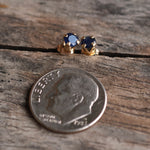 Vintage 14K Gold Blue Saphire Stud Earrings