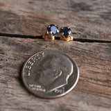 Vintage 14K Gold Blue Saphire Stud Earrings