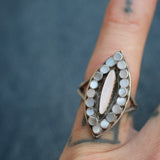 Vintage Sterling Mother Of Pearl Inlay Ring 6.25