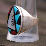 Vintage Sterling Zuni Inlay Ring 11.25