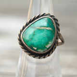 Vintage Sterling Turquoise Roper Ring 5.25