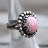 Vintage Sterling Spiny Rhodonite Ring 4.5