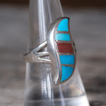 Vintage Sterling Turquoise Inlay Ring 8.25