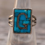 Vintage Sterling Turquoise G Initial Ring 6