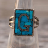 Vintage Sterling Turquoise G Initial Ring 6
