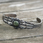 Vintage Sterling Turquoise Stamped Cuff