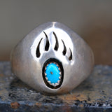 Vintage Sterling Turquoise Bear Claw Ring 10.5