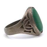 Vintage Sterling Stamped V Malachite Trading Post Ring 13
