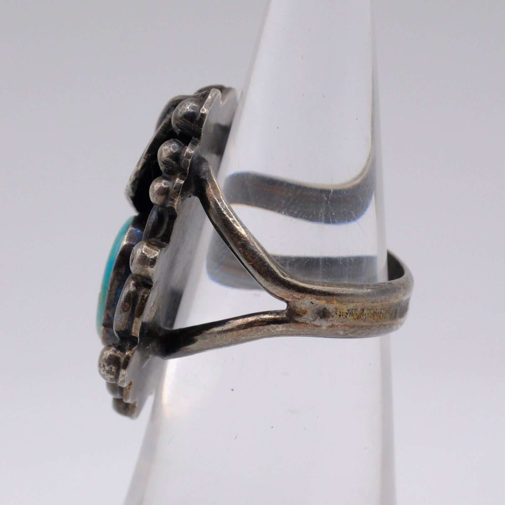 Vintage Sterling Turquoise Feather Ring 4.25