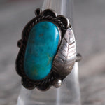 Vintage Sterling Turquoise Feather Ring 7.5