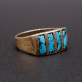 Vintage Sterling Turquoise Inlay Band 6.25